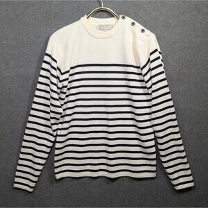 Millstrand Co Adrie Sweater Womens XXL Nautical Breton Stripe Wool Blend Button